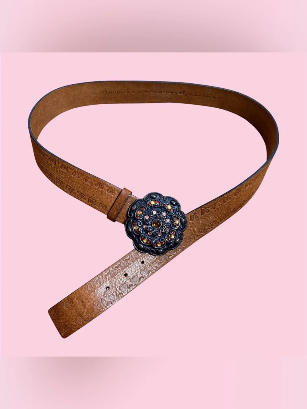 Brown leather buckle belt